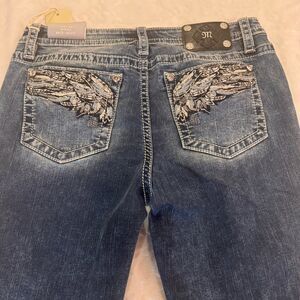 Miss Me Jeans, Women's Size 32 Blue, Denim, Gems Back Pocket, Flared